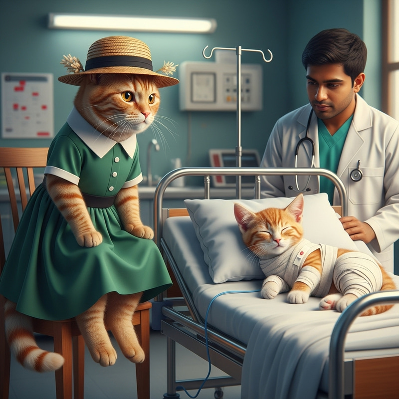 Ginger Cat & Kitten Hospital Scene | Realistic Hyper-Realism Art Ginger Cat & Kitten Hospital Scene | Realistic Hyper-Realism Art