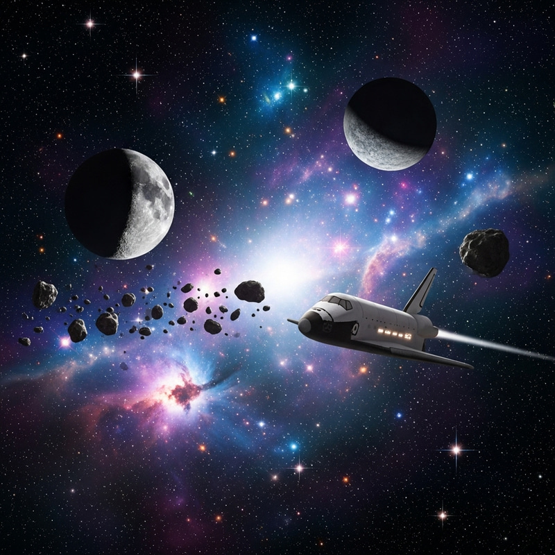 Stunning Space Illustration: Nebulae & Space Shuttle Stunning Space Illustration: Nebulae & Space Shuttle