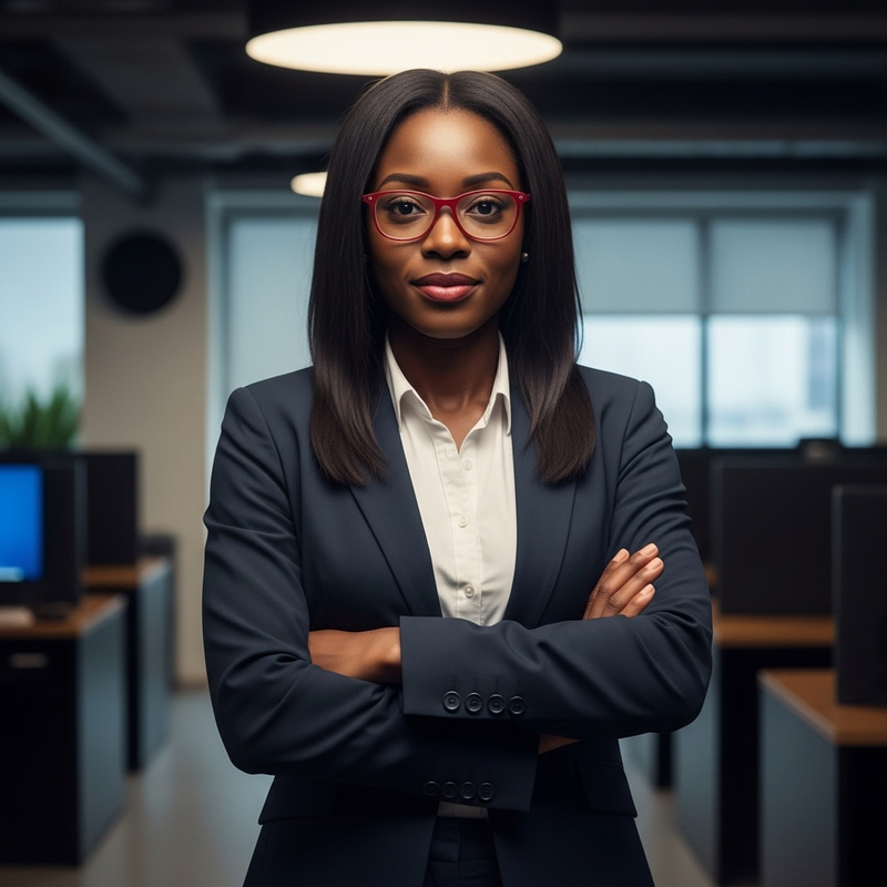 Empowering Black Businesswoman | Strength & Determination in Modern Office
