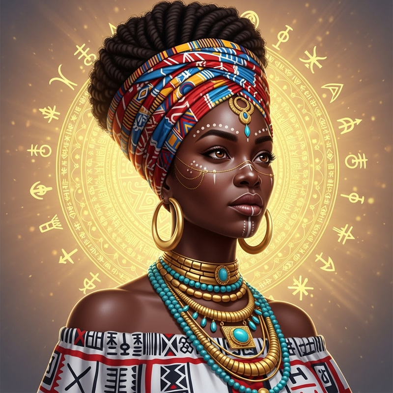 Majestic African Queen - Ethereal Fantasy Portrait Majestic African Queen - Ethereal Fantasy Portrait
