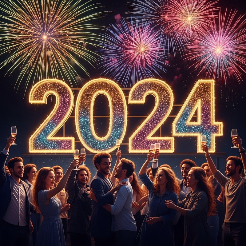 Joyful New Year 2024 Festivities | Sparkling Fireworks Display Joyful New Year 2024 Festivities | Sparkling Fireworks Display