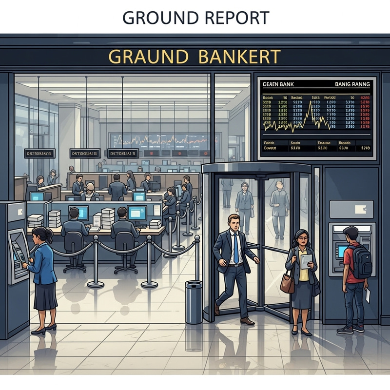 Banking Environment Scene: Ground Report & Busy Hall Banking Environment Scene: Ground Report & Busy Hall