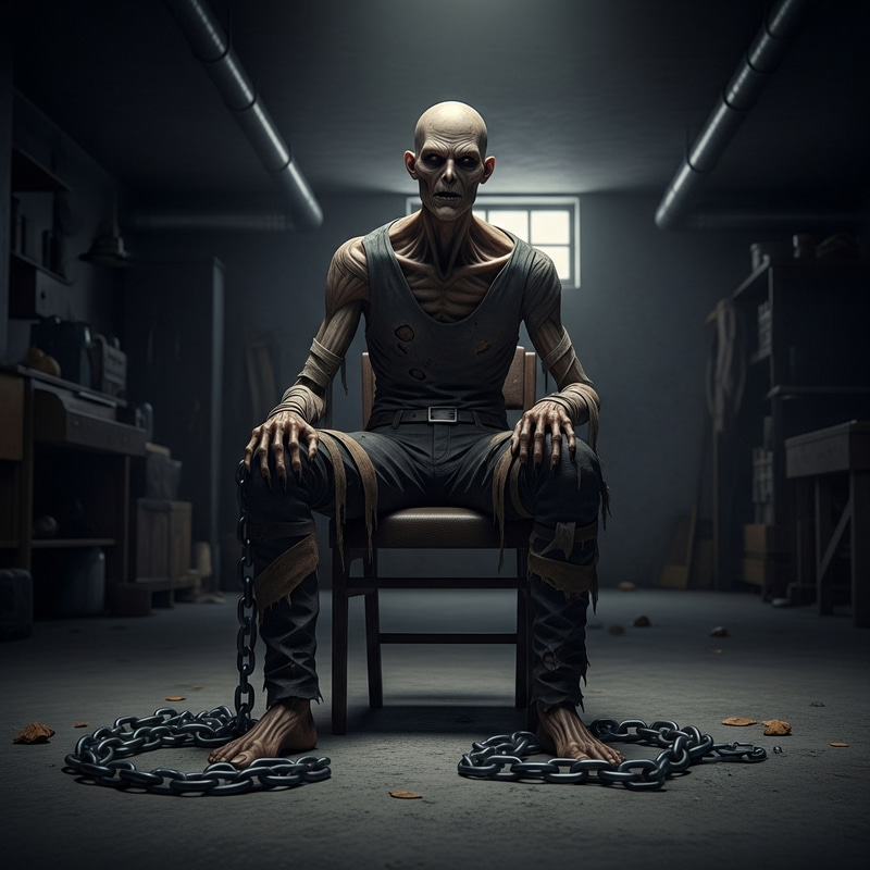 Gaunt Monster in Dimly Lit Basement: Tale of Confinement Gaunt Monster in Dimly Lit Basement: Tale of Confinement