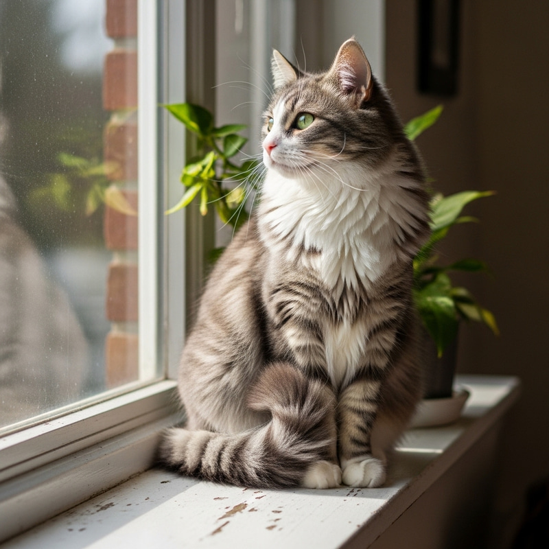 Adorable Cat Relaxing by the Window Adorable Cat Relaxing by the Window