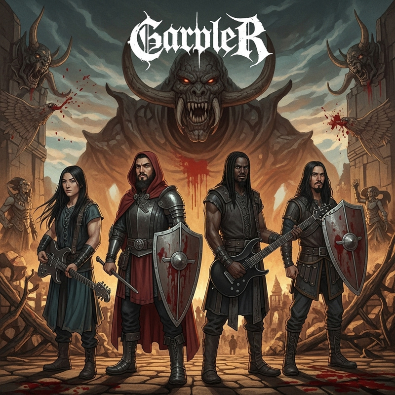 Epic Dark Art Metal Album with Four Musicians in Epic Battle