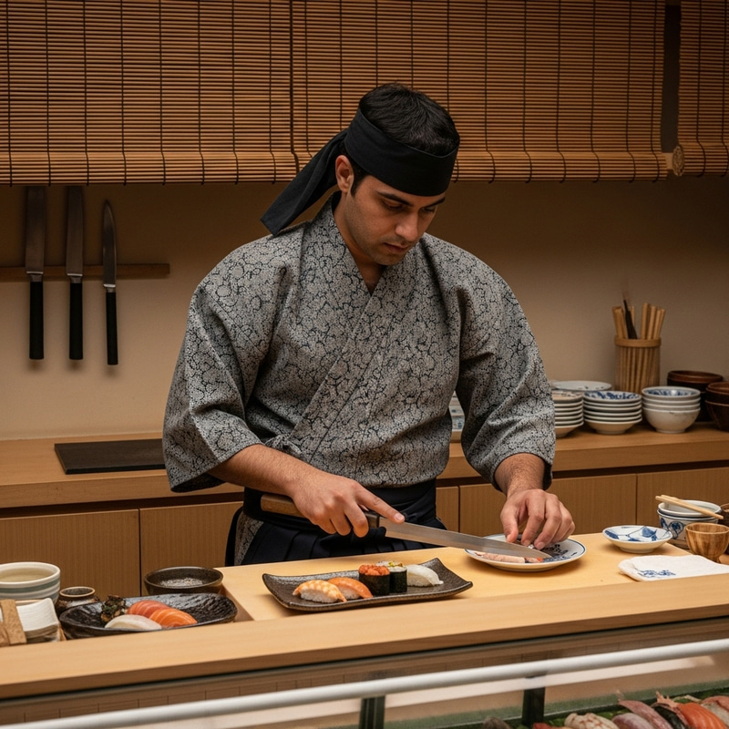 Samurai Sushi Preparation - Traditional Craftsmanship Samurai Sushi Preparation - Traditional Craftsmanship