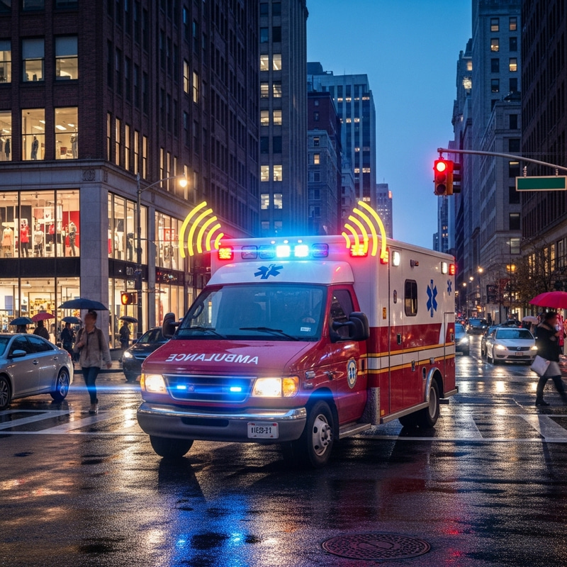 Ambulance Sound Image: Realistic Urban Street Scene Ambulance Sound Image: Realistic Urban Street Scene