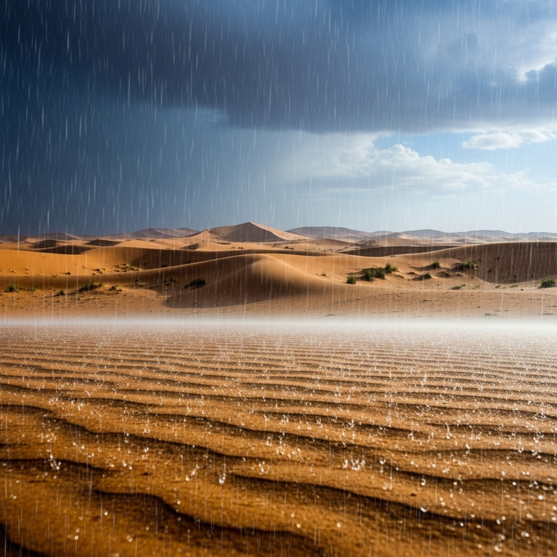 Captivating Scene: Raining in Desert Inspires Awe Captivating Scene: Raining in Desert Inspires Awe