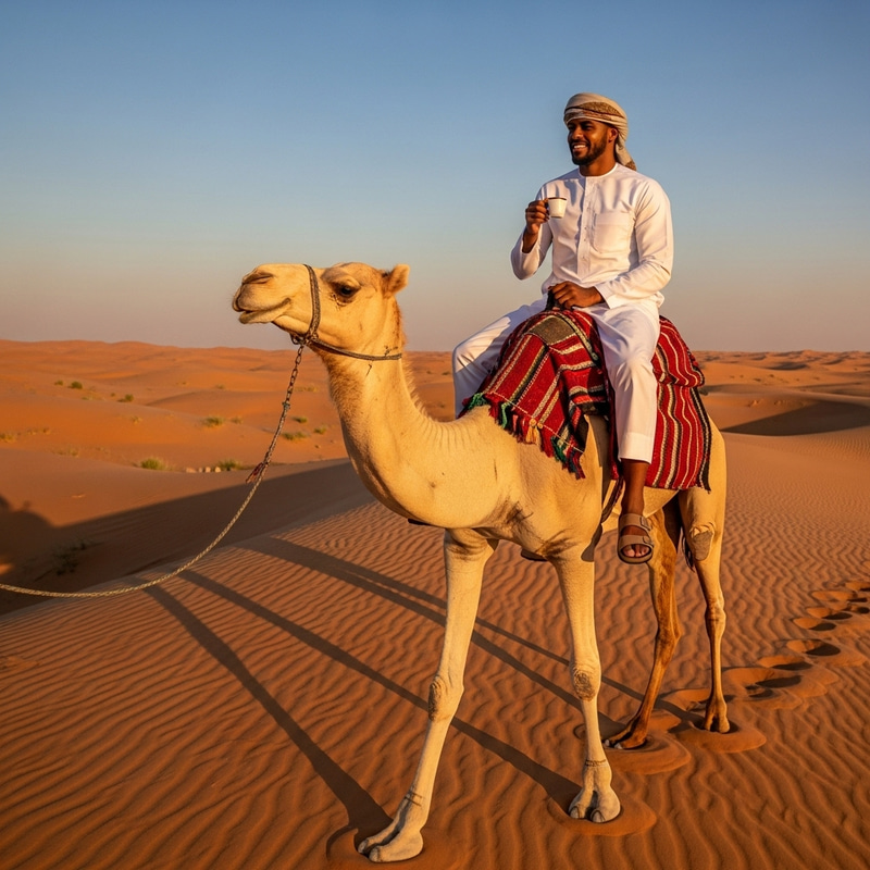 Mesmerizing Scene: Messi in Traditional Saudi Attire Riding Camel and Relishing Saudi Coffee
