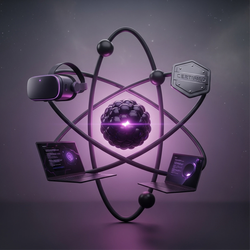 Futuristic Atom Design with Tech Elements