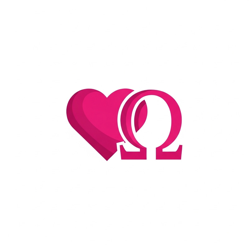 Pink Heart Omega Symbol Logo