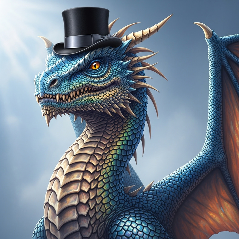Majestic Dragon with a Top Hat - A Splendid Sight Majestic Dragon with a Top Hat - A Splendid Sight