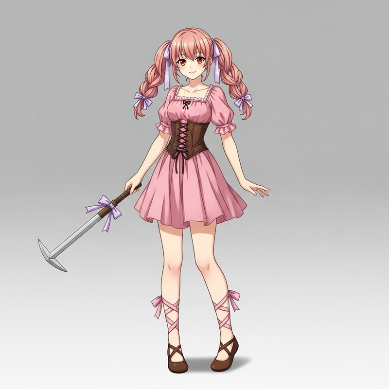 Elegant Young Woman with Strawberry Blonde Hair and Lavender Ribbons