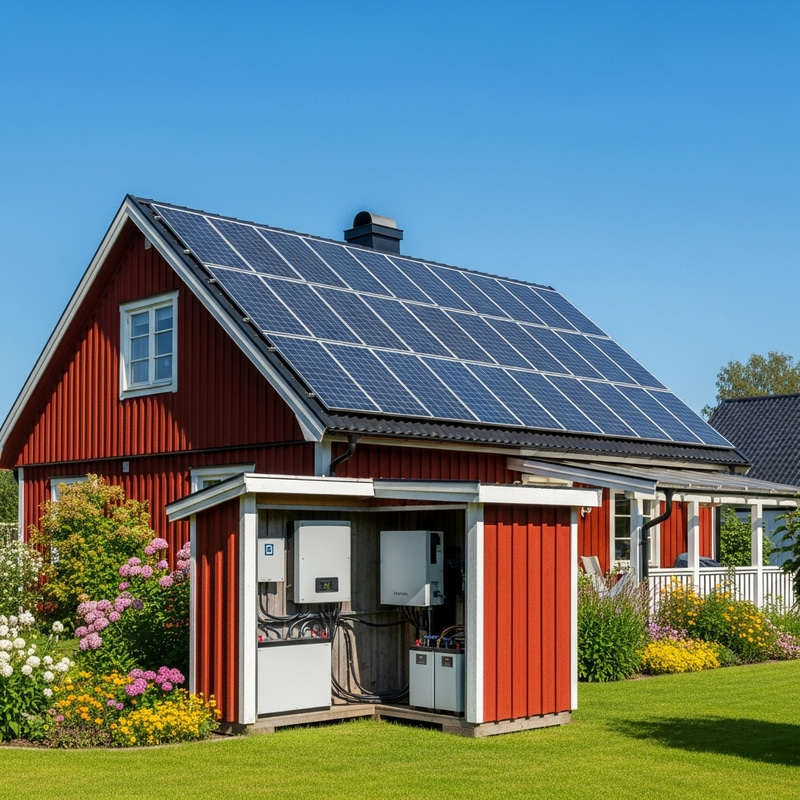 Solar PV System on Red Roof House | Sustainable Living Solar PV System on Red Roof House | Sustainable Living