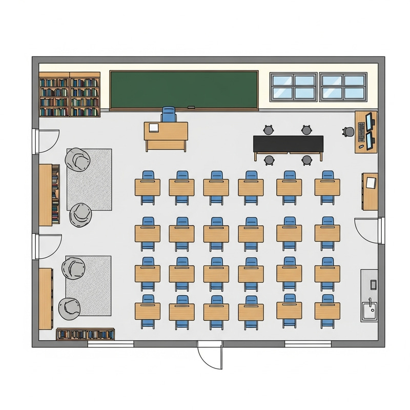 Classroom Floor Plan with Detailed Labels Classroom Floor Plan with Detailed Labels