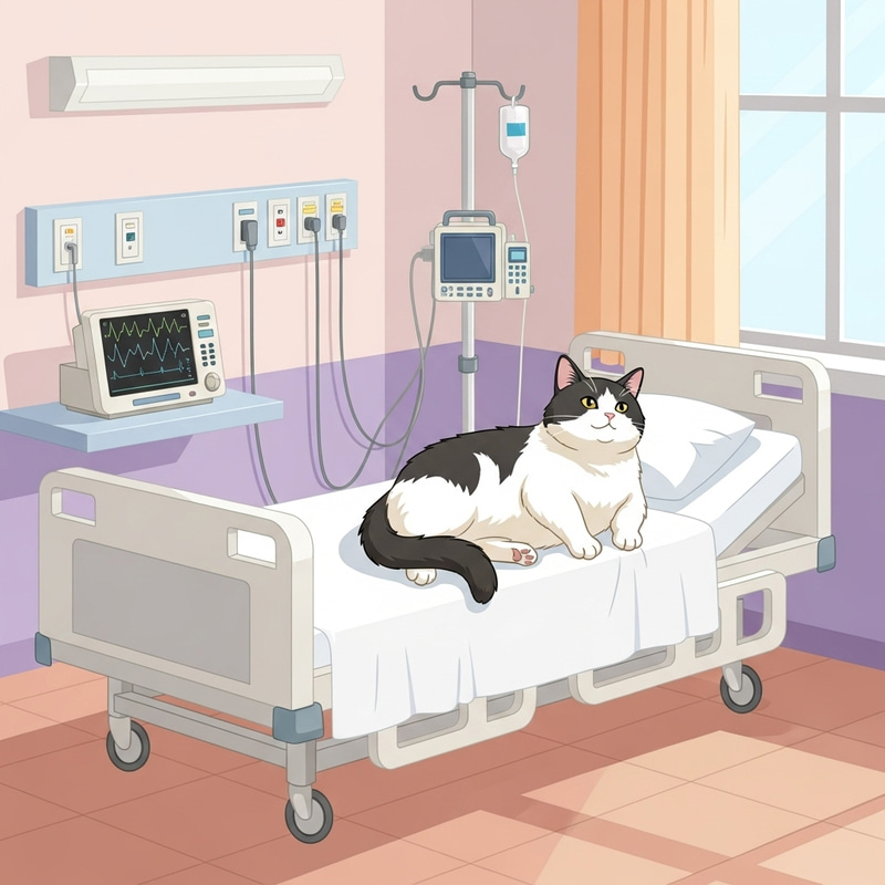 Tranquil Cat Resting in Hospital - Calm Scene