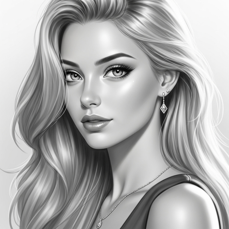 Elegant Beauty: Mesmerizing Portrait of a Woman with Flowing Hair Elegant Beauty: Mesmerizing Portrait of a Woman with Flowing Hair
