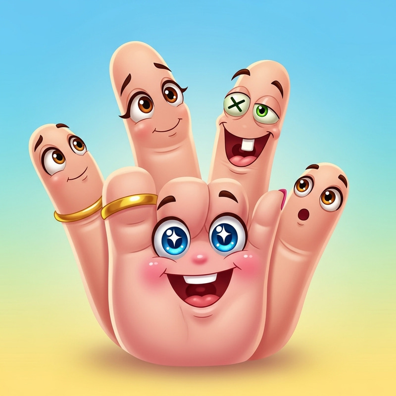 Cheerful Pinky Finger Cartoon | Friendly Finger Characters