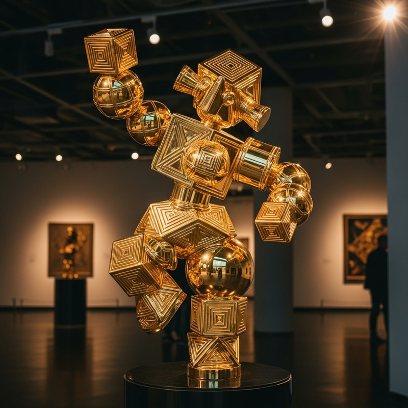 Skibidy de Oro - Abstract Shiny Golden Statue Skibidy de Oro - Abstract Shiny Golden Statue