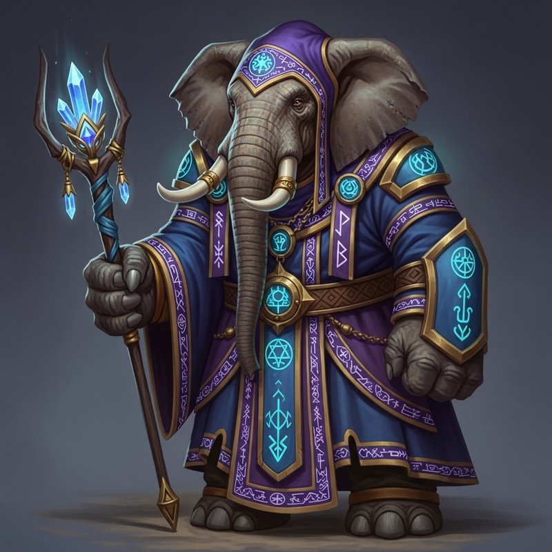 Imposing Loxodon Sorcerer: Majestic Fantasy Enchanter Imposing Loxodon Sorcerer: Majestic Fantasy Enchanter