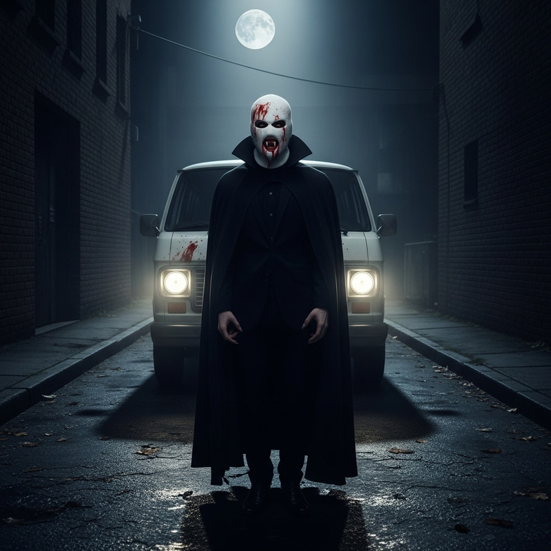 Sinister Vampire: Nocturnal Elegance and Dread in Shadowy Alley