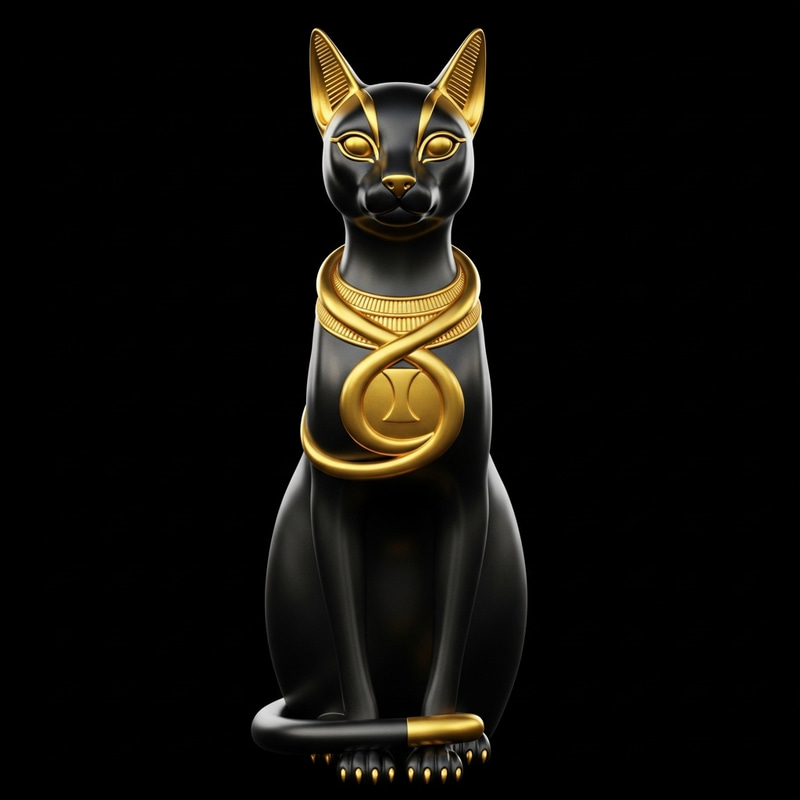 Exotic Bastet Cat in Gold & Black Tones Exotic Bastet Cat in Gold & Black Tones
