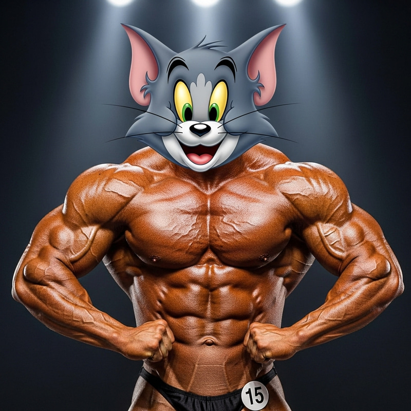 Hello Kitty as a Bodybuilder: Fun Cartoon Mashup Hello Kitty as a Bodybuilder: Fun Cartoon Mashup