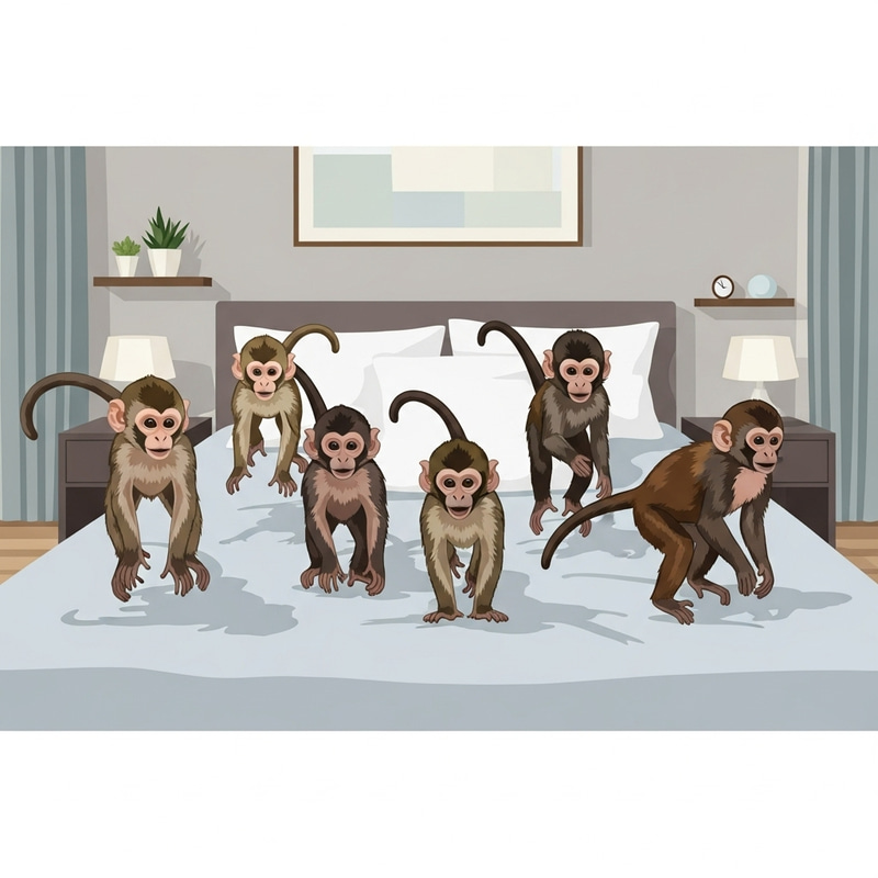 Cute Five Little Monkeys Jumping Bed Vector Cute Five Little Monkeys Jumping Bed Vector