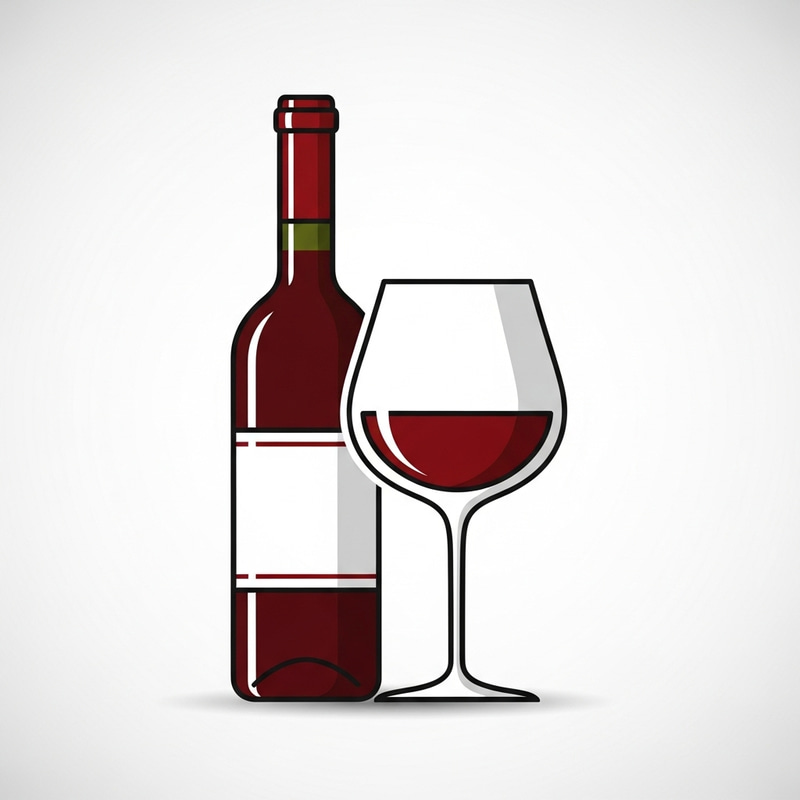 Red Wine Glass and Bottle Icon Red Wine Glass and Bottle Icon