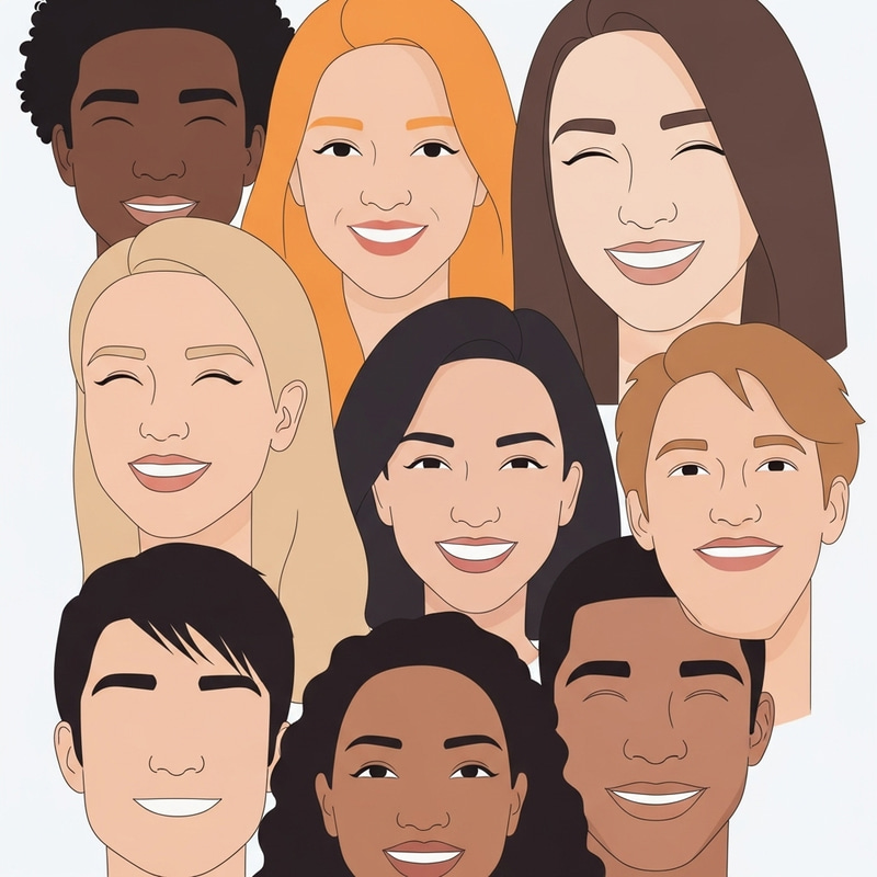 Smiling Faces in Minimalist Art Style