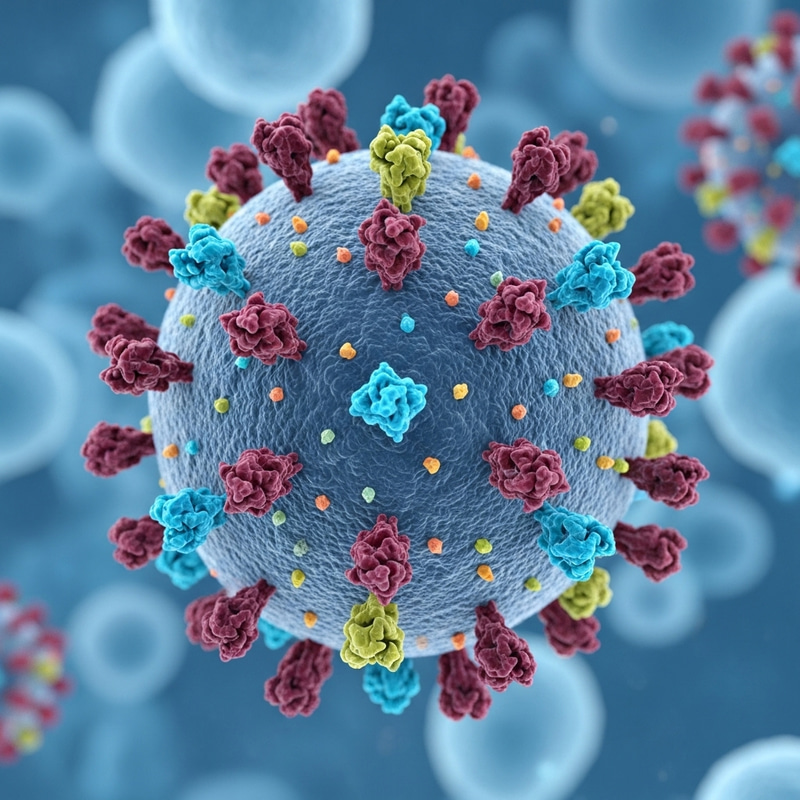 Colorful New Virus: Microscopic View with Protein Moieties