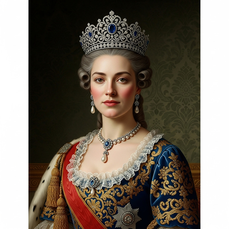 Empress Elizabeth Petrovna 1755 Portrait | Regal Attire Empress Elizabeth Petrovna 1755 Portrait | Regal Attire