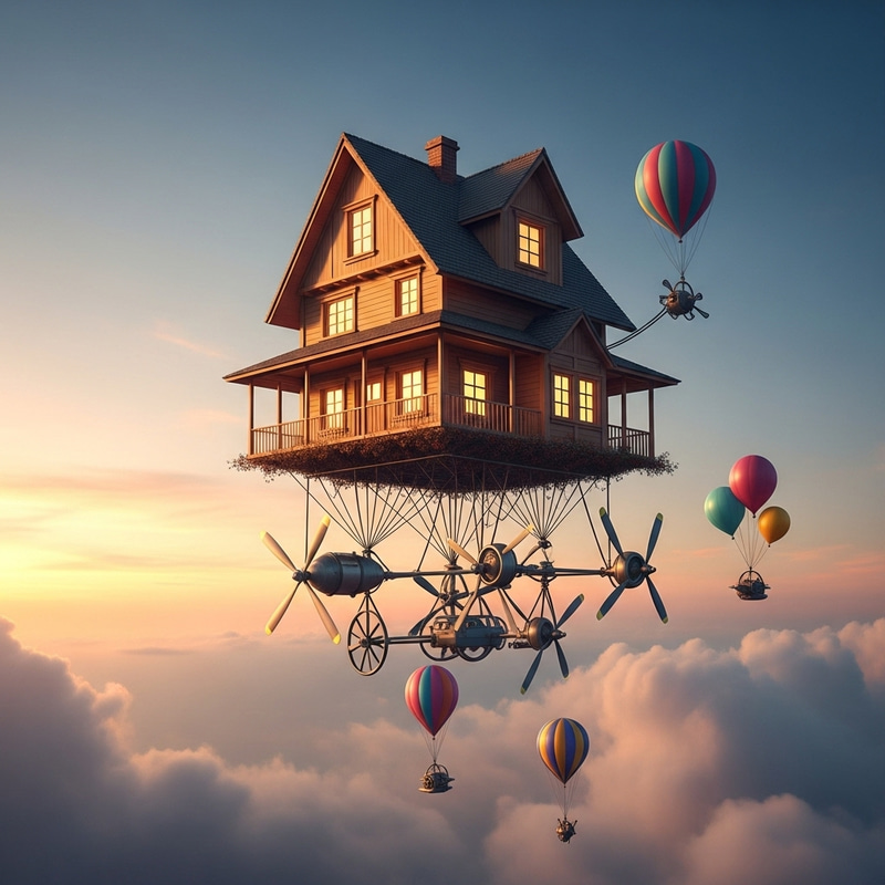 Flying House: Dreamy Scene in the Sky Flying House: Dreamy Scene in the Sky