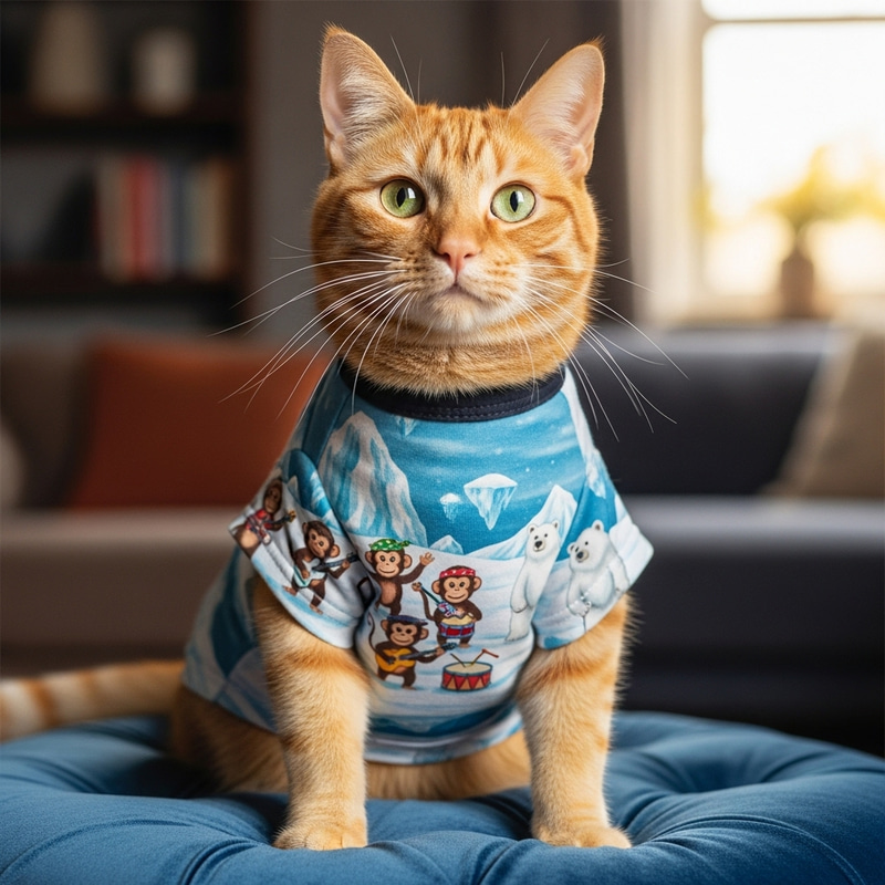 Ginger Cat in Arctic Monkeys Shirt - Cute Feline Fashion Ginger Cat in Arctic Monkeys Shirt - Cute Feline Fashion