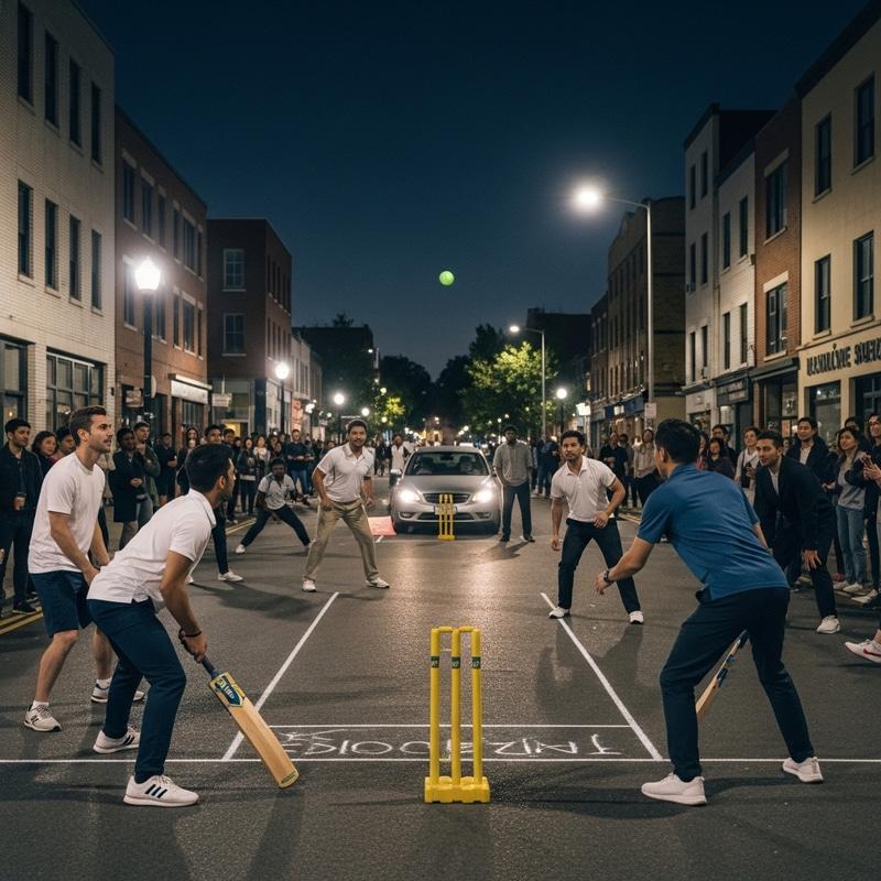 Night Tournament Street Cricket Match: Thrilling Action