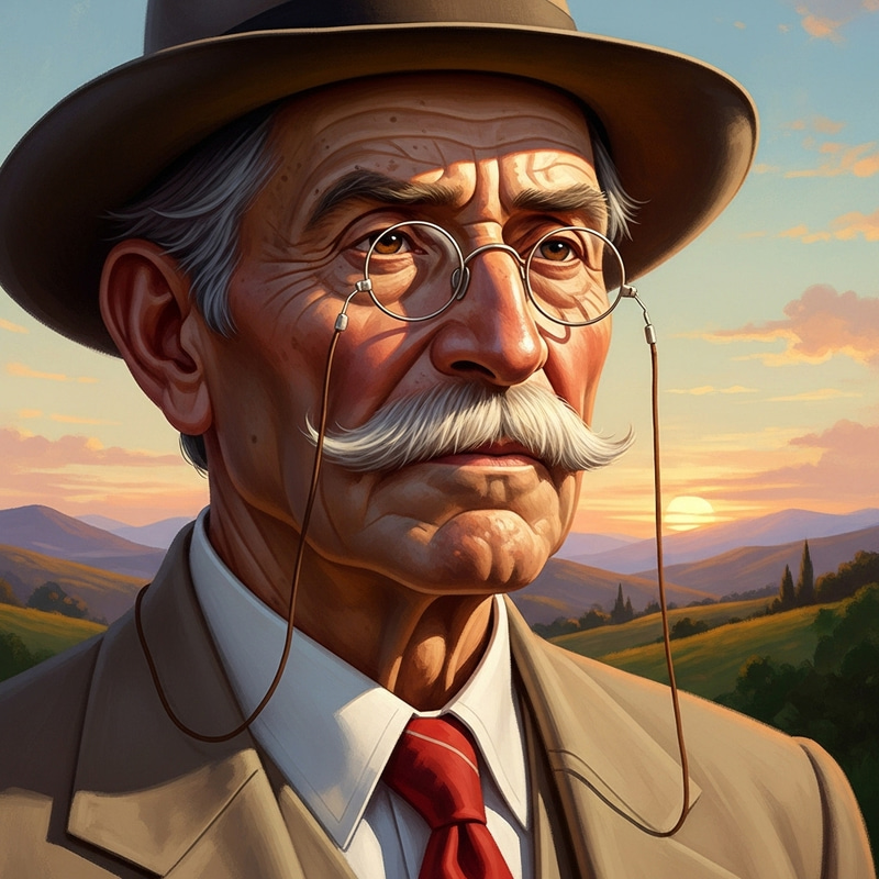 Wise Hispanic Man Portrait in Realism Style Wise Hispanic Man Portrait in Realism Style