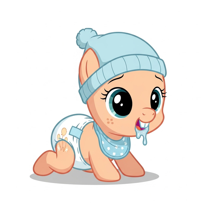 Cute Baby Pony in Diapers | Newborn Cartoon Character Cute Baby Pony in Diapers | Newborn Cartoon Character