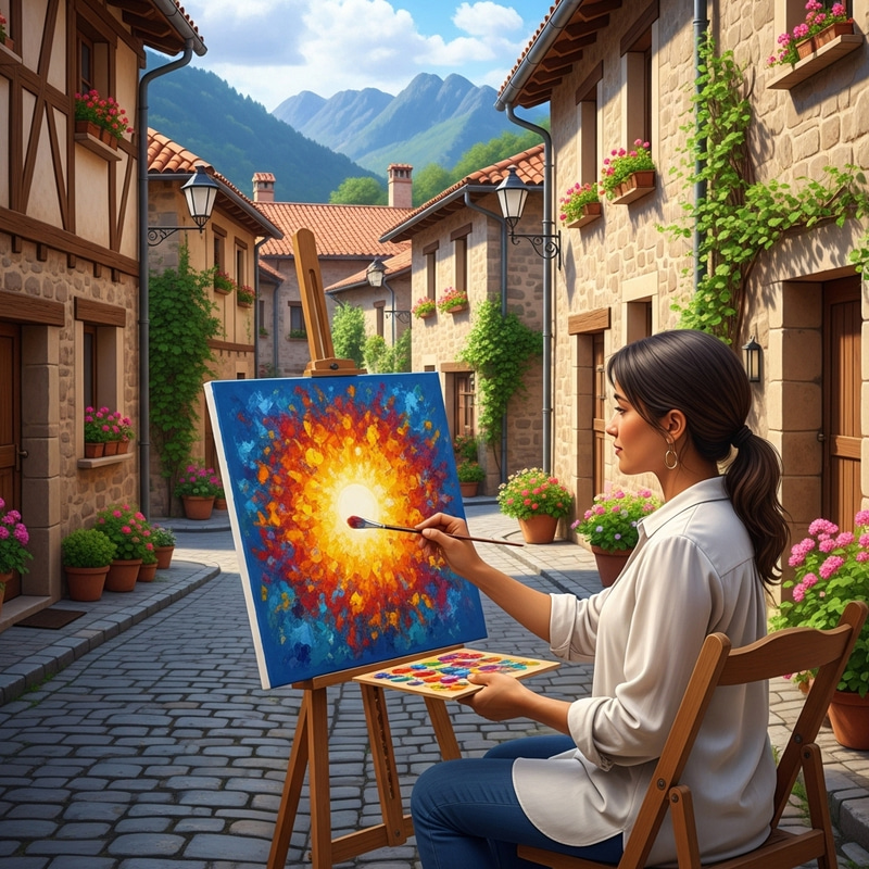 Anna the Affectionate Hispanic Artist | Colorful Artistry in a Charming Town