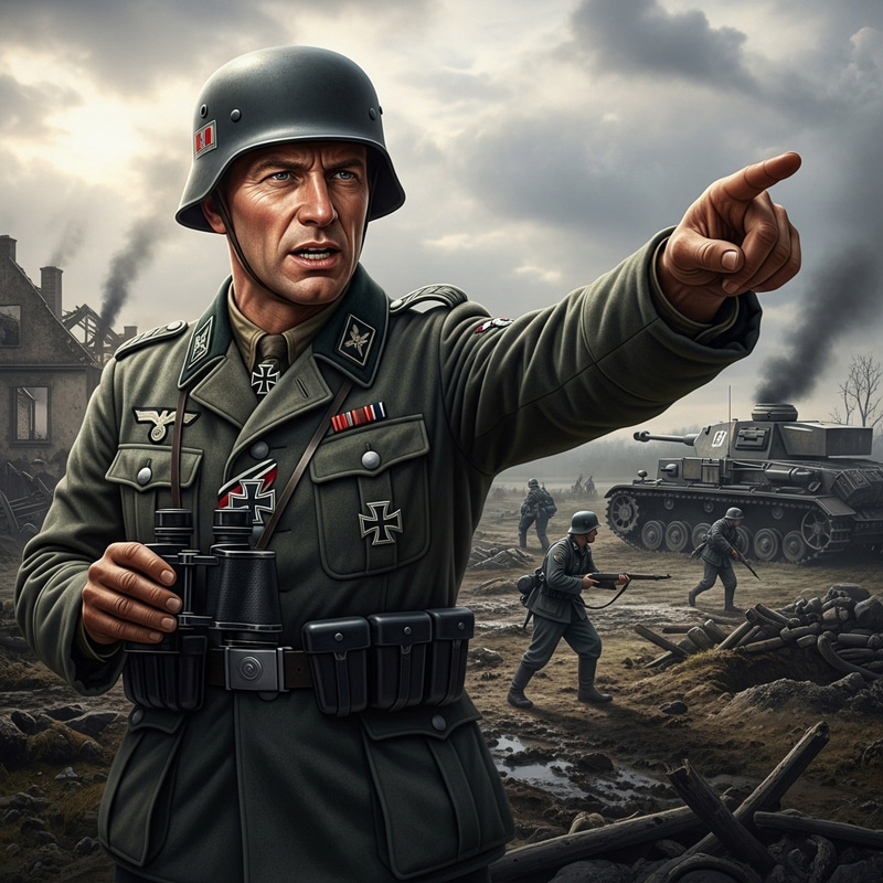 German SS Lieutenant | WWII Battlefield Photo