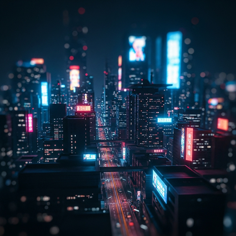 Miniature Cyberpunk Metropolis | Neon Colors Night Scene