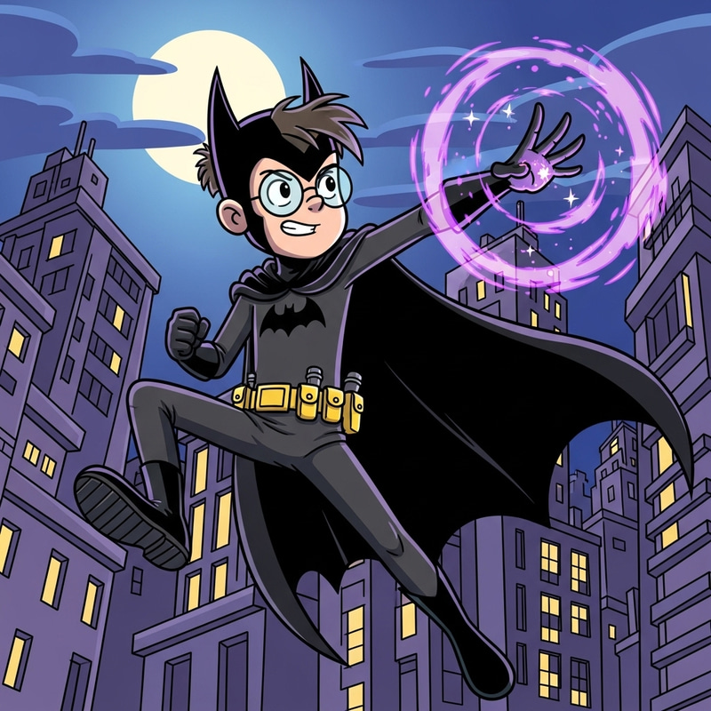Harry Potter as Batman: Teen Wizard in Bat Costume