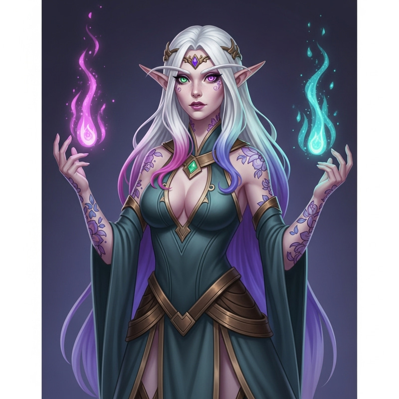 Enchanting Elven Figure with Floral Adornments | D&D Fantasy Art Enchanting Elven Figure with Floral Adornments | D&D Fantasy Art