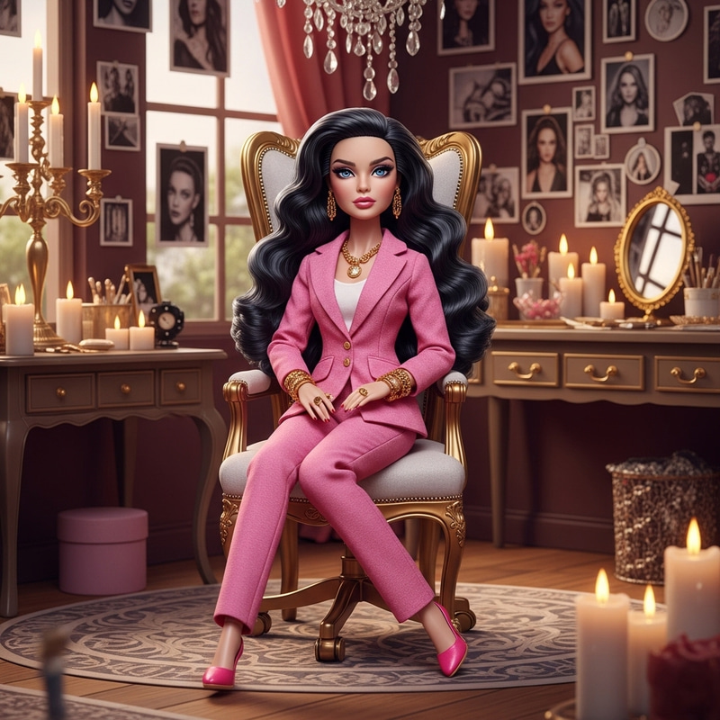 Luxurious Caucasian Fashion Doll with Blue Eyes & Black Hair Luxurious Caucasian Fashion Doll with Blue Eyes & Black Hair