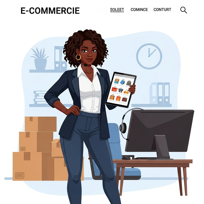 Professional Black Female E-Commerce Character | Unique Design