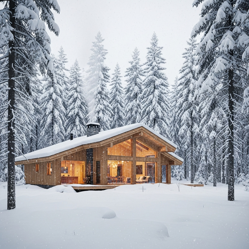 Basic Yet Luxurious Chalet in Snowy Pine Forest