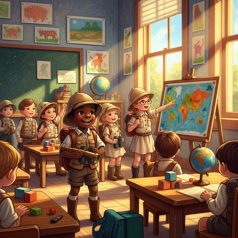 Explorers Kindergarten Class Illustration | Diversity & Exploration