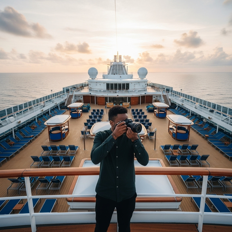 Onboard Photographer Capturing Sunrise on Icon the Seas Cruise Vessel
