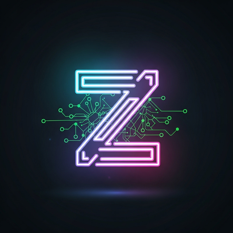 Dynamic Artificial Intelligence Logo with Neon 'Z' Letter Dynamic Artificial Intelligence Logo with Neon 'Z' Letter