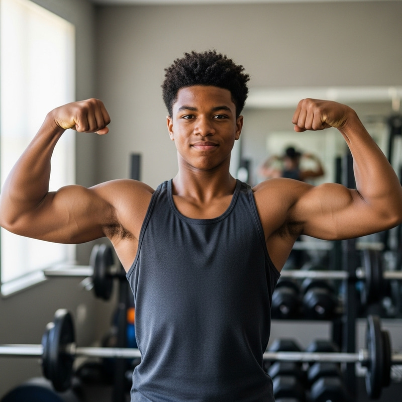 Muscular African Boy | Shirtless Flexing Biceps Muscular African Boy | Shirtless Flexing Biceps