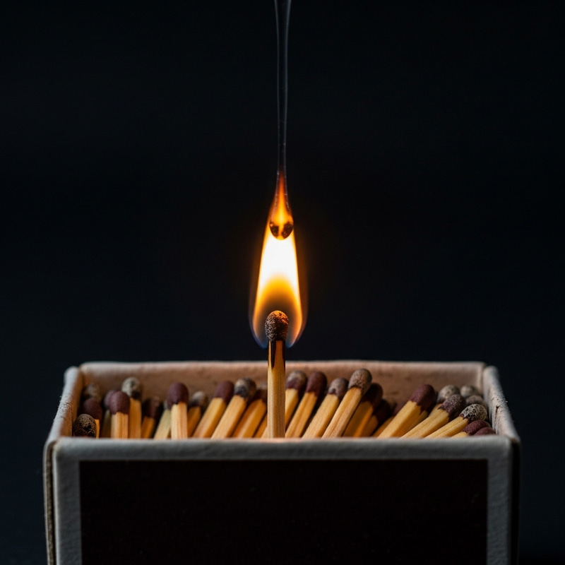 Image: Matches Box with Burning Plastic - High-Risk Situation
